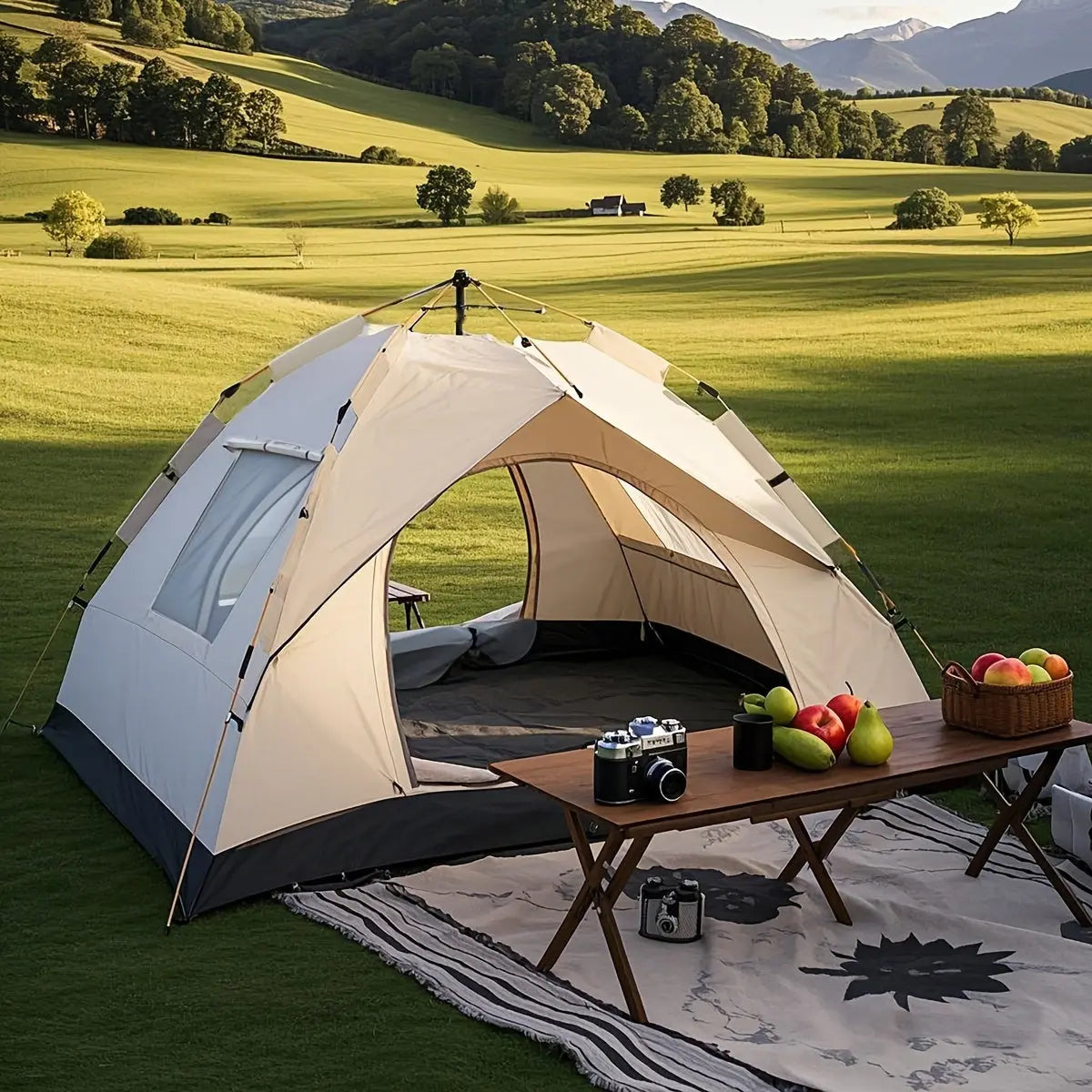 Automatic Pop-Up Camping Tent, Windproof And Sun-Resistant, Suitable for Park Camping Trips, Outdoor Hiking Adventures, Beach Family Vacations, Portable Foldable Design, The Perfect Holiday Gift Dropshipman